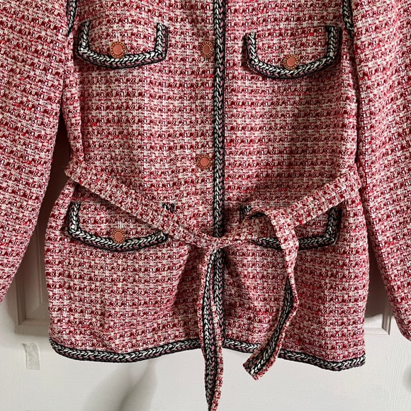 Maje Women's Venetia Two-Tone Tweed Jacket Pink Sz 40 Preppy Old Money - Picture 4 of 11